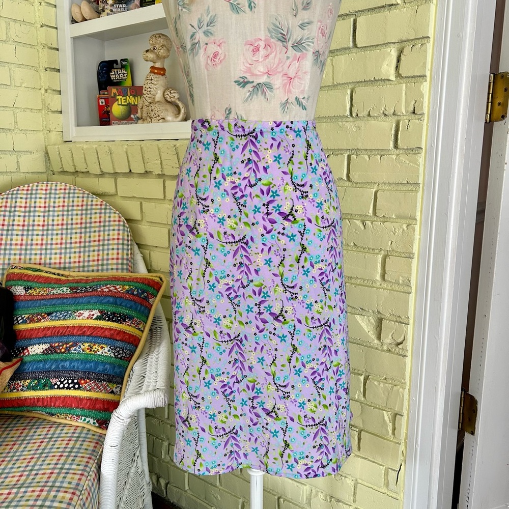 vintage y2k pastel purple floral skirt m/l